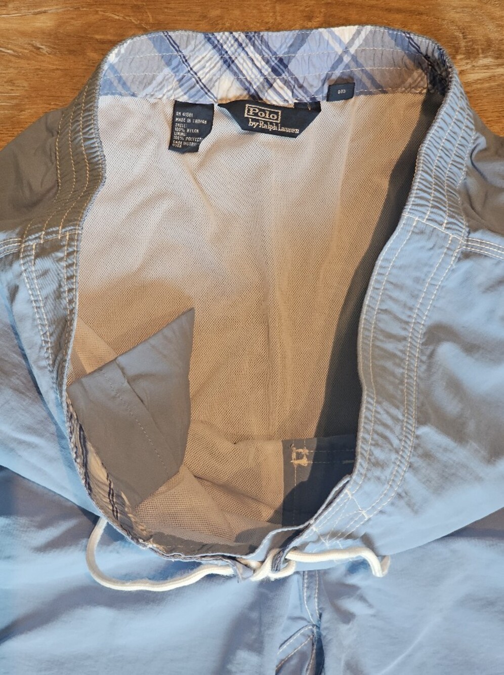 Vintage 90s Polo Ralph Lauren Cargo Lined Board Shorts Swim Trunks Light Blue L - Picture 7 of 16
